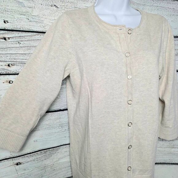Christopher & Banks Beige Button Front Cardigan M - Picture 2 of 7